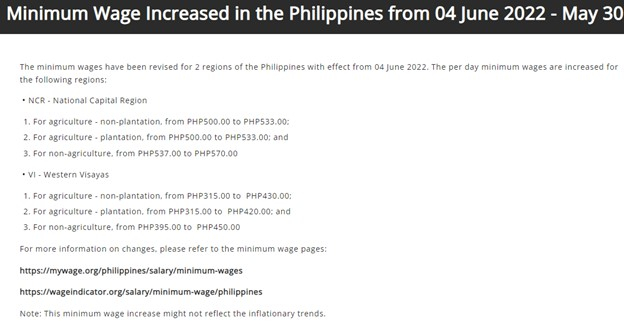 Minimum Wages in the Philippines Mazars Payroll Services Firm
